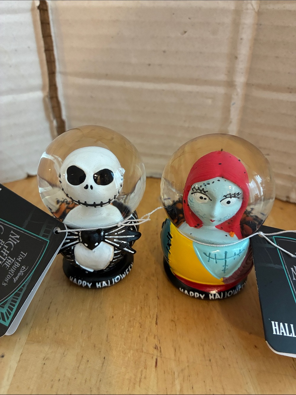 Disney Nightmare Before Christmas Jack and Sally snow globes . NWT About 2.5 in